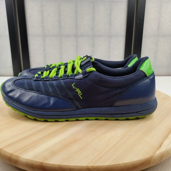 Ralph Lauren Falon Blue & Green Leather Mesh Casual Sneakers Woman US 9.5B - Picture 5 of 13